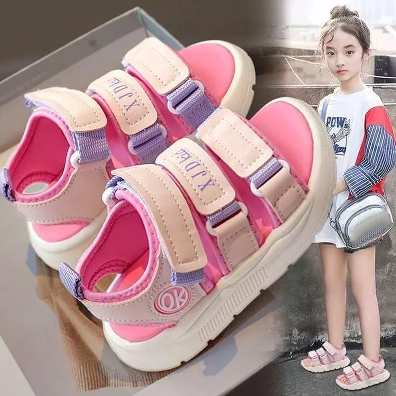 

Kawaii повседневная обувь, модная детская обувь, сандалии для девочек, лето 2024, новая модная обувь принцессы, спортивные пляжные сандалии на мягкой подошве