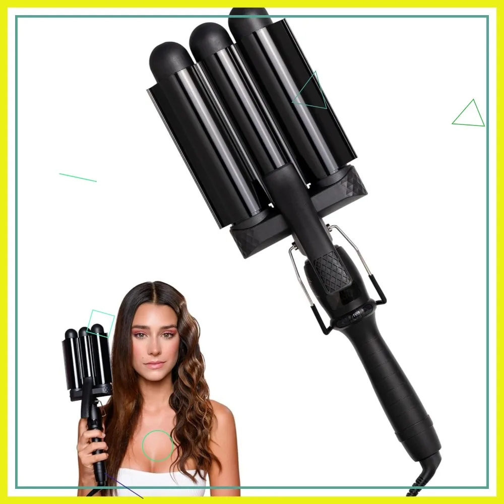 

3 Barrel Hair Waver 1.25 Inch Ceramic Curling Iron for All Hair Types Black