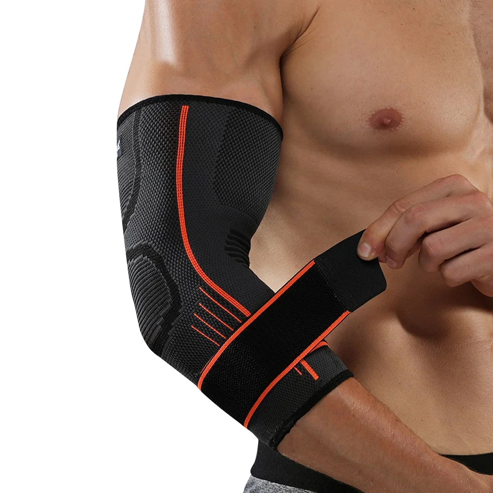 1Pcs Elbow Brace with Strap, Compression Sleeve Arm Support Adjustable for Running, Workout, Basketball, Tendonitis, Arthritis