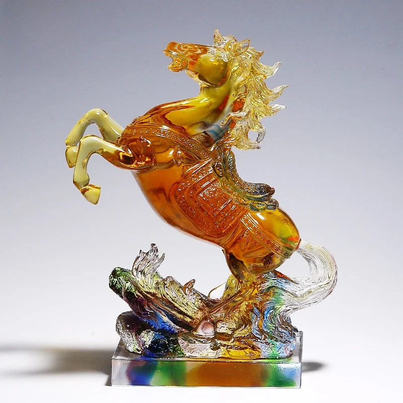 Lucky  Figurine Crystal Decorations Chinese Zodiac Artisan Craft Living Room Desktop Creative Leadership Gift Success