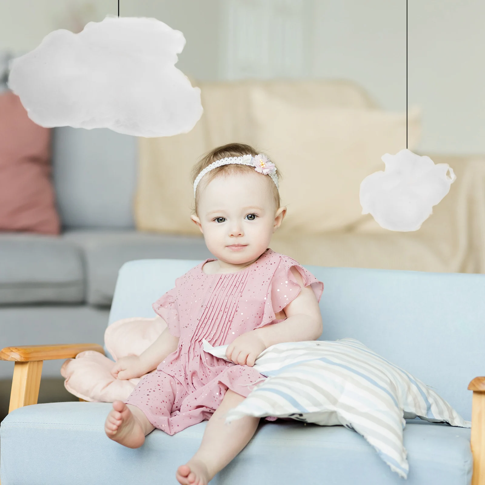 

6pcs 3D Artificial Cloud Hanging Ornaments Fake Ceiling Clouds Ceiling Decor For Party Kids Bedroom Baby Shower Stage Classrooms