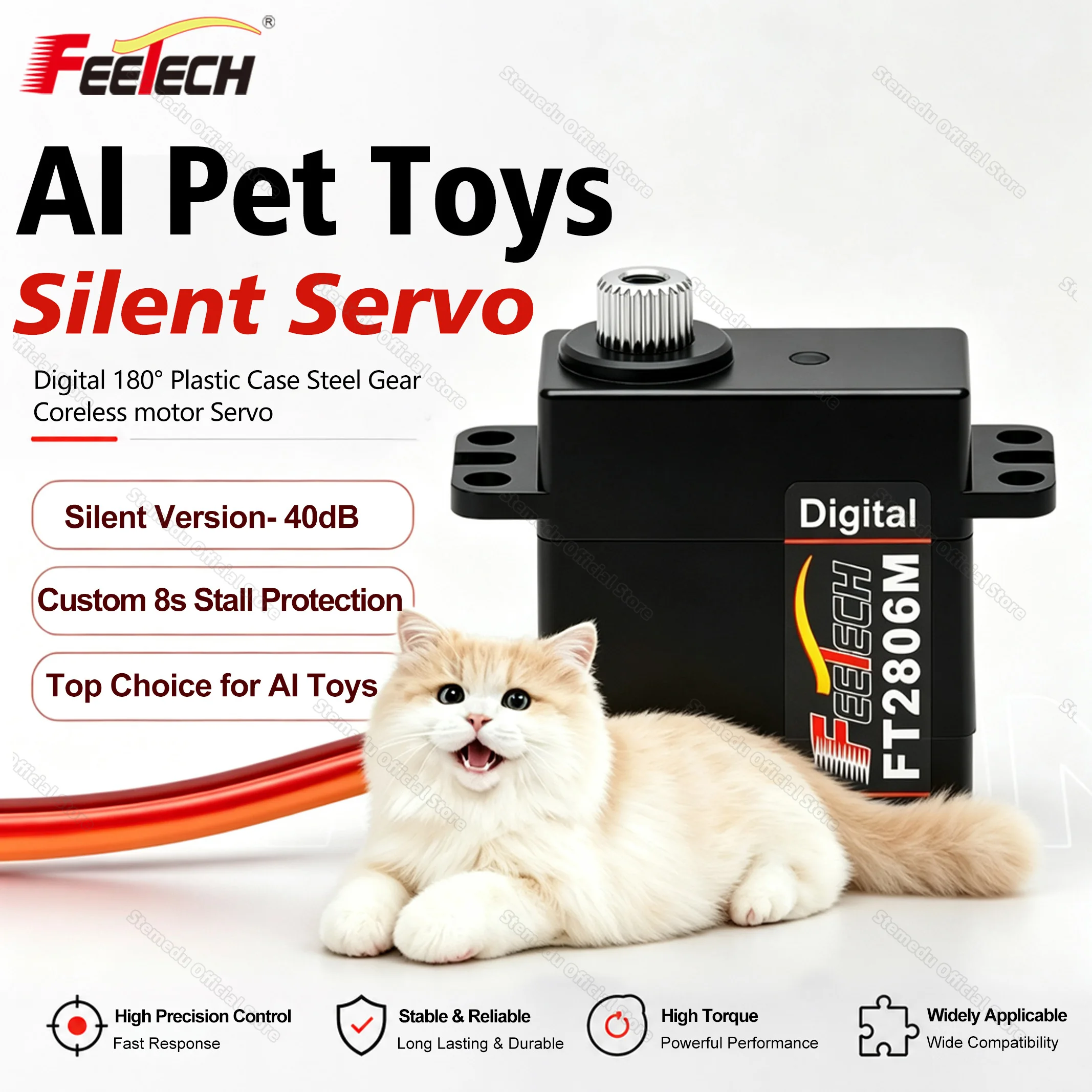 Feetech FT2806M Micro 7kg 40dB AI Pet Toys Silent Servo Coreless Motor Servo 137RPM AI Bionic Emotional Companion Pet Doll Servo