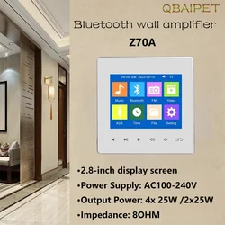 Home Bluetooth Wall Amplifier Background Music Host Control System Mini Touch Key Ceiling Speaker Audio Panel U Disk And TF Card