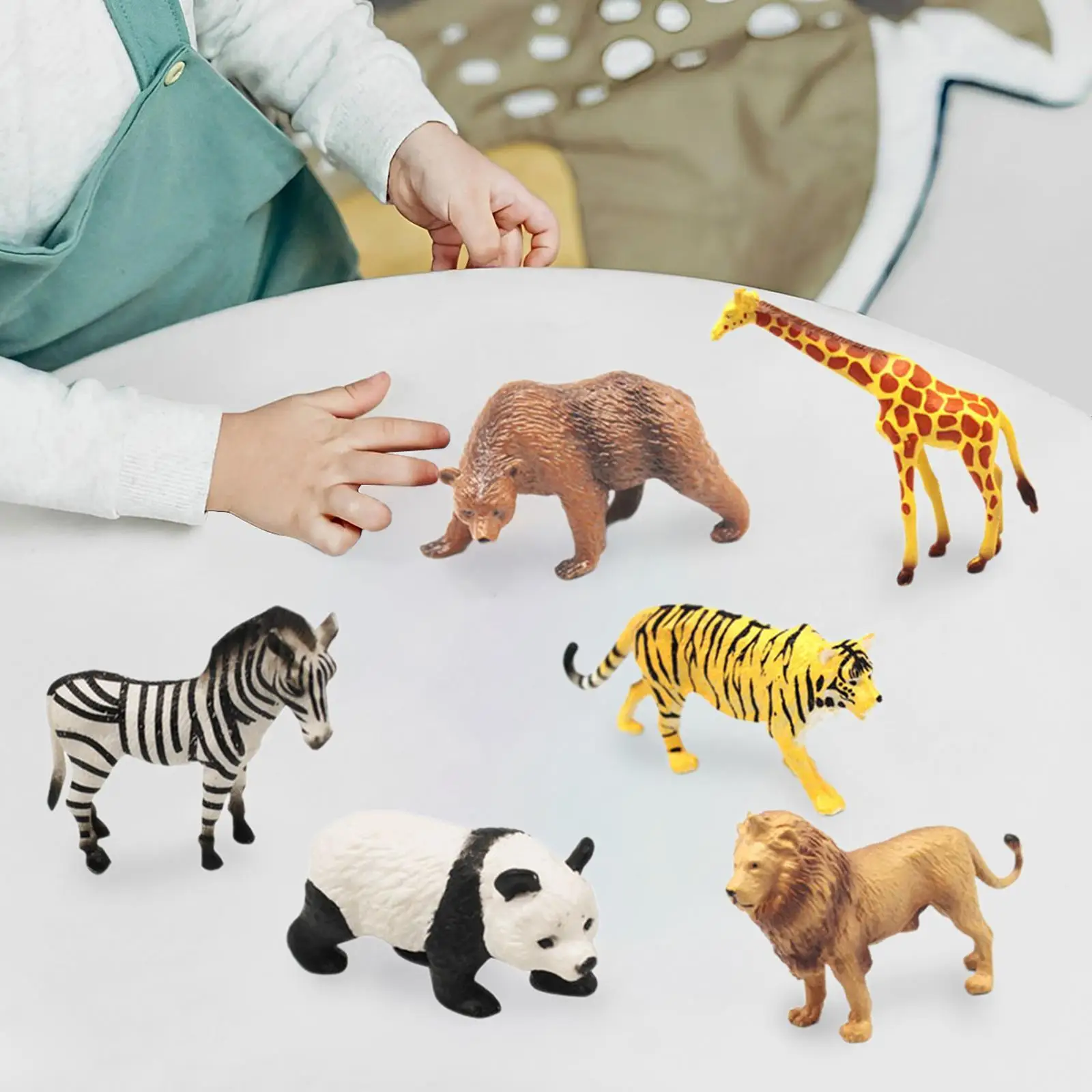 6Pcs Zoo Animals Figures Woodland Animals Model Collectibles Wildlife Animals Figure Toy for Party Favor Easter Gift Decor