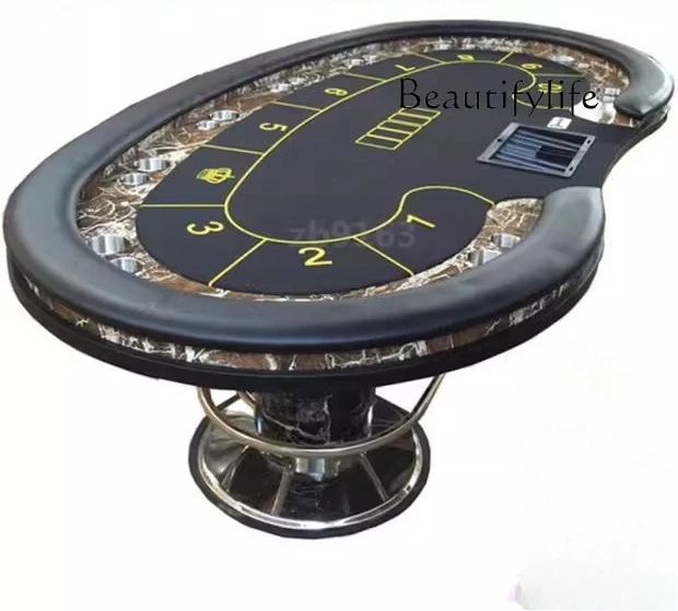 

Pea Waist Texas Hold'em Table Marble Finish Stainless Steel Table Feet H Wooden Feet
