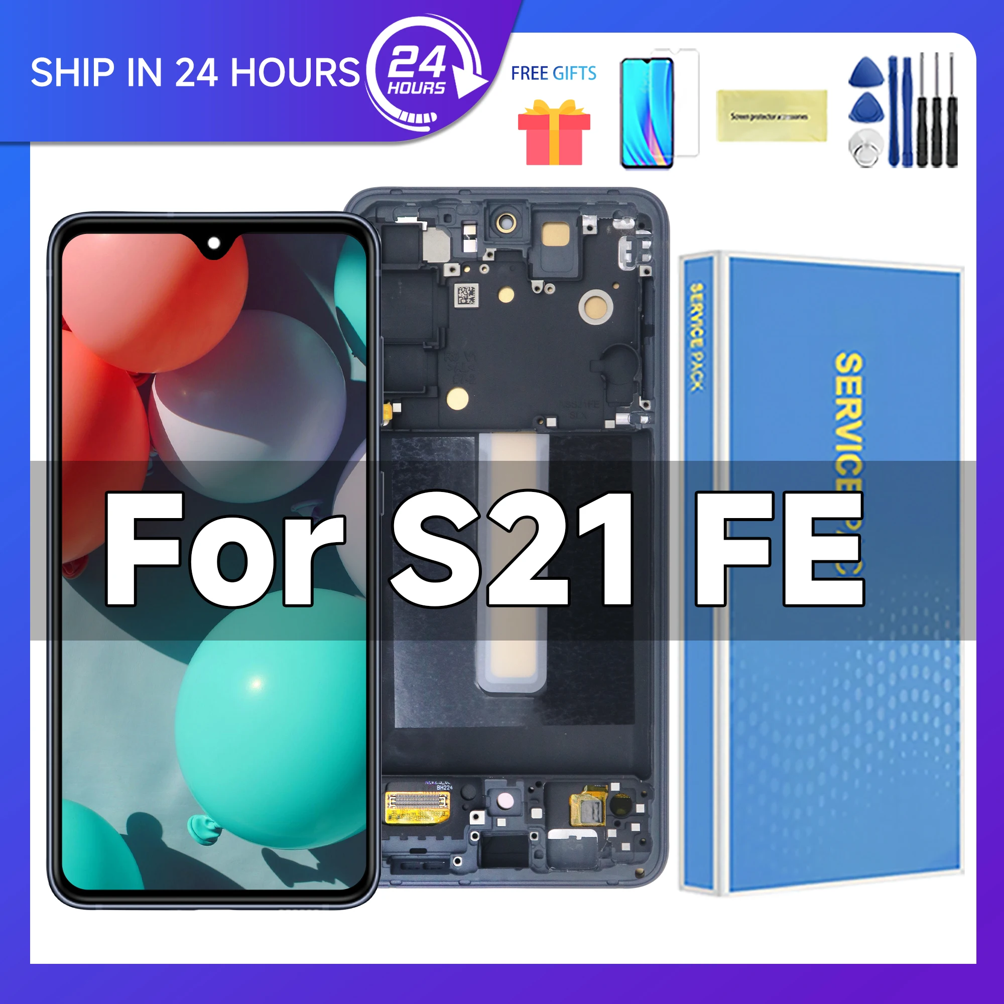 S21 FE 5G For Samsung 6.4\'\'For AMOLED S21FE 5G G990B G990U G990W LCD Display Touch Screen Digitizer Assembly Replacement