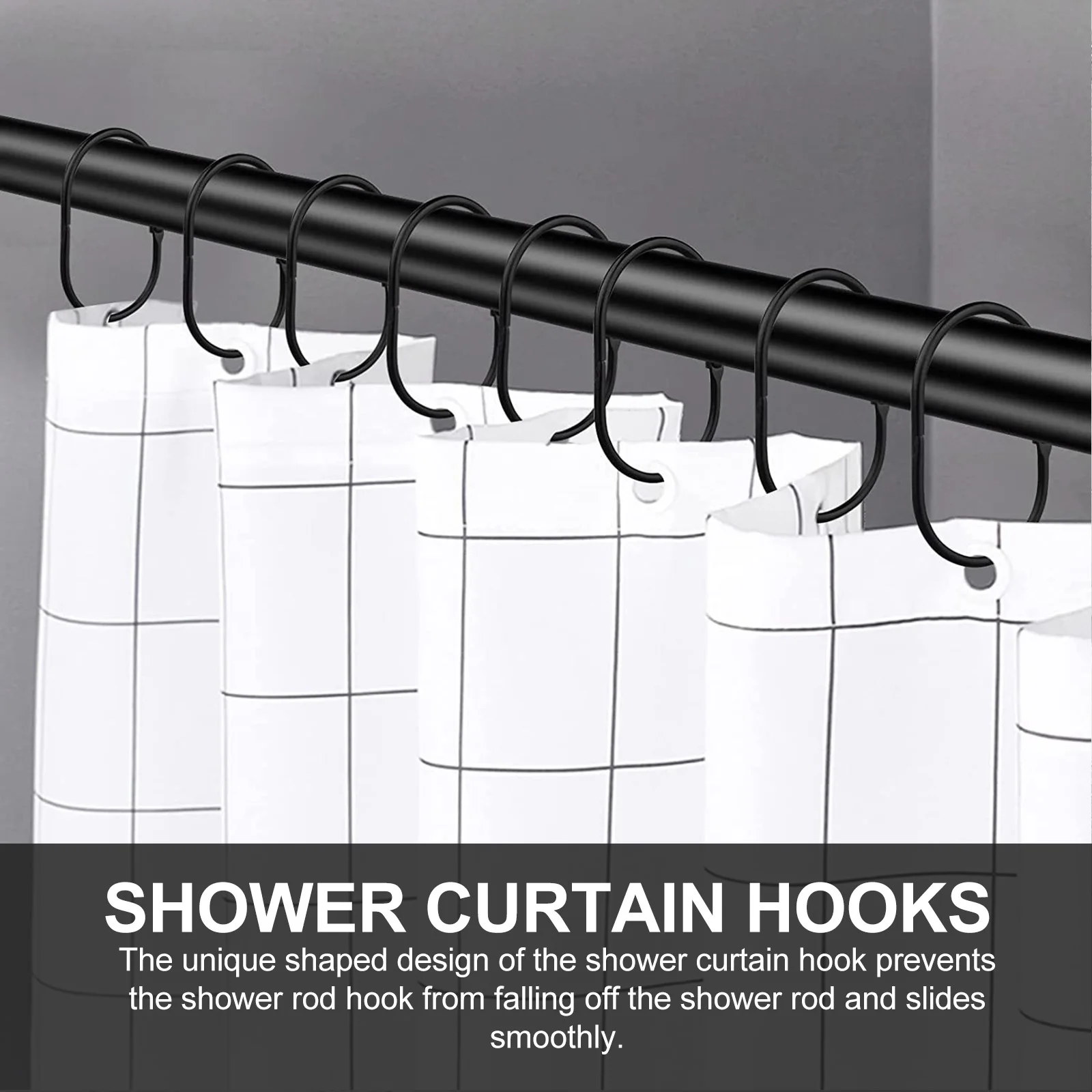 30 قطعة حلقات ستائر الدش المعلقة خطافات معدنية مقاومة للصدأ انزلاق سلسة الثقيلة لقضبان ستائر الحمام خطافات الدش #3