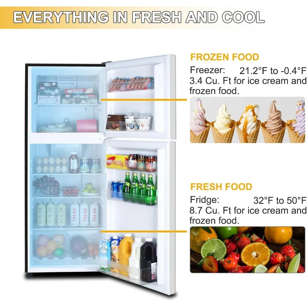 Refrigerador con congelador, refrigerador superior de tamaño apartamento, nevera de 2 puertas con Control de termostato ajustable