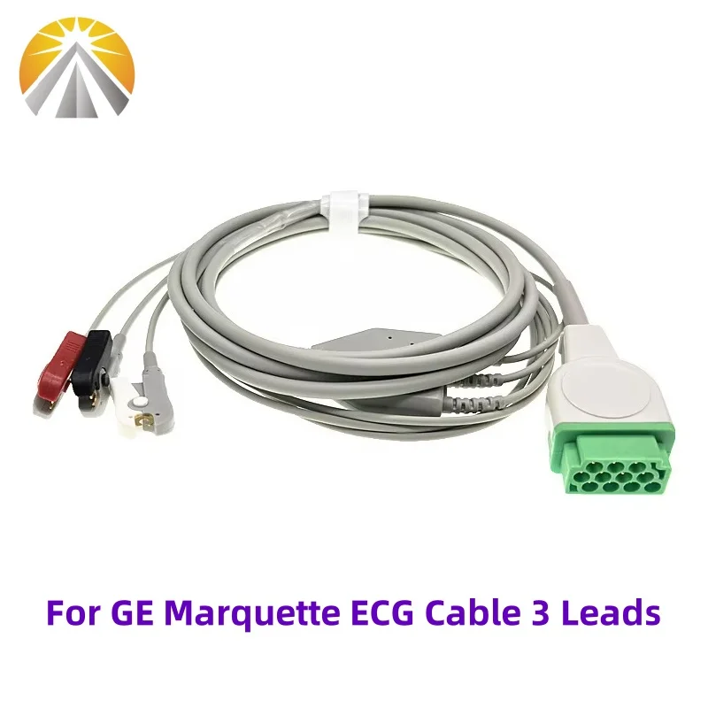 For GE Marquette Patient Monitor 11 Pin One Piece ECG Cable with 3 or 5 Leads Snap or Clip or Vet Use AHA Standard EKG Cable - Image 3