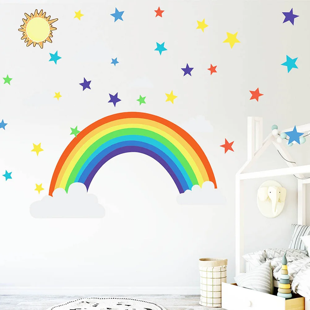 

2Pcs Sun Stickers Easy Apply Remove No Residue Decorative Decals for Bedroom Living Room Closet Wall Art
