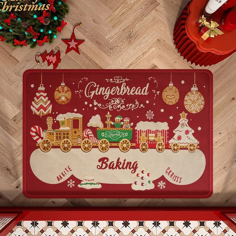 Christmas Decorative Doormat for The Entrance Dirt-resistant Easy To Clean and Wear-resistant Bathroom Water-Absorbing Floor Mat