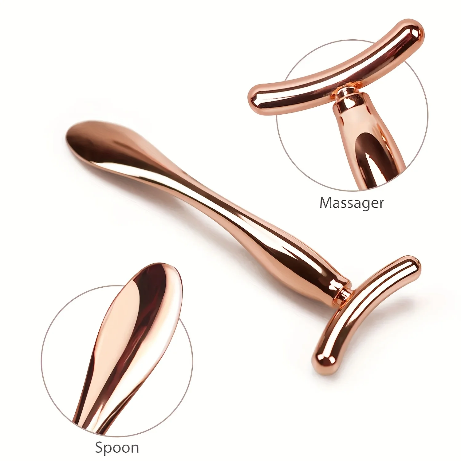 Set di rulli facciali e massaggiatore per occhi in metallo da 2 pezzi, aiuta l'applicazione di crema per occhi e viso, strumento manuale per la cura della pelle, bastone per massaggio oculare