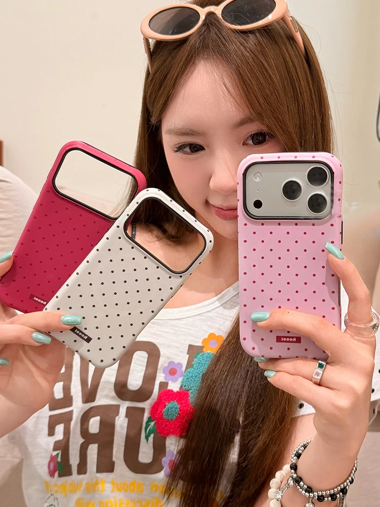 

Retro Fashion Minimalist Colorful Polka Dots Magnetic Hard Back Cover For iPhone 17 Pro Max 16 15 14 13 Phone Case With Magsafe