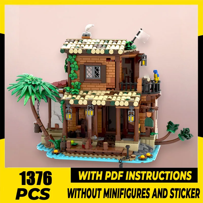 Blocs de construction modèle Pirate Moc, modèle Inn de Buccaneer, briques technologiques, assemblage à monter soi-même, jouet de construction de vacances de rue, cadeau