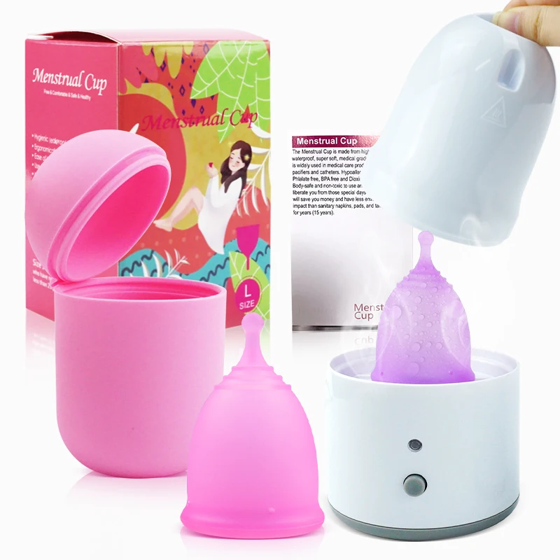 

Menstrual Cup With Sterilizer Women's Medical Silicone Copa Mentrual Certificada Menstruation Period Cup Steam Sterilization Set