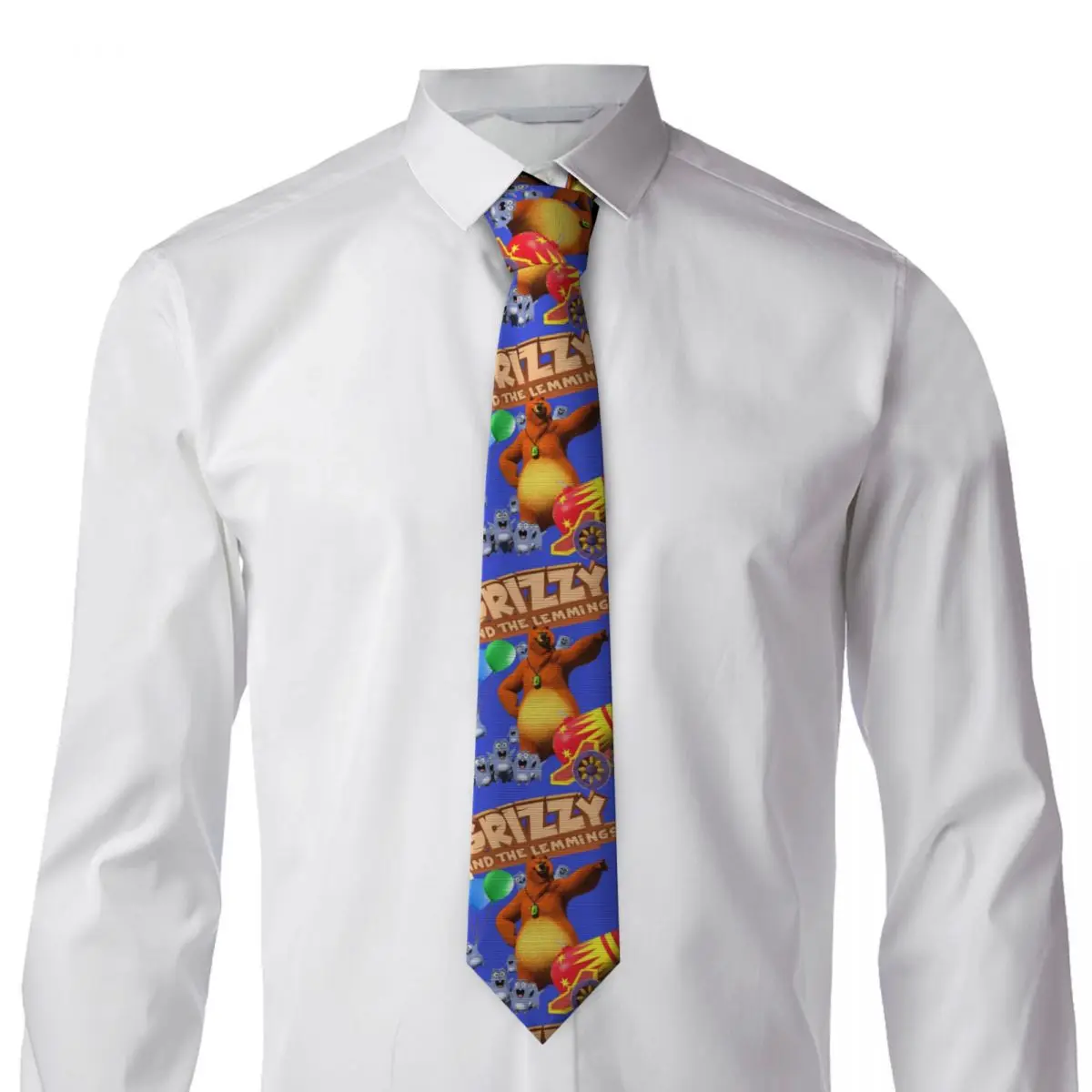 Grizzy And The Lemmings Cartoon Anime (11) Necktie for Men Silk Polyester Slim Neck Ties Wedding Business Tie Classic Gravatas
