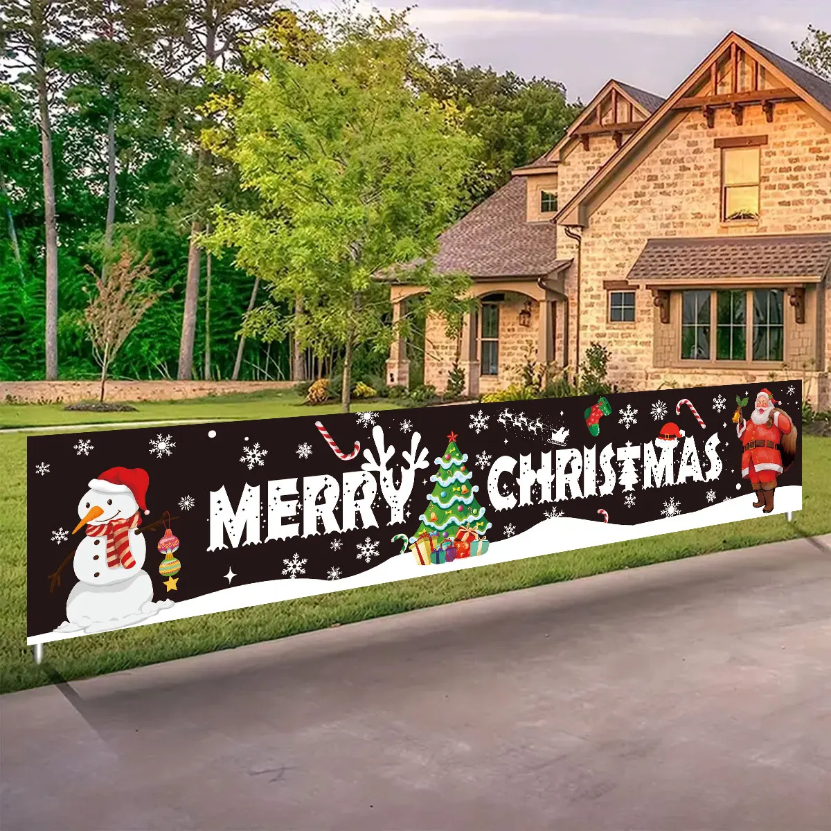 Christmas Outdoor Banner Flag Merry Christmas Decoration for Home 2023 Xmas Ornament Navidad Natal Noel Gift Happy New Year 2024