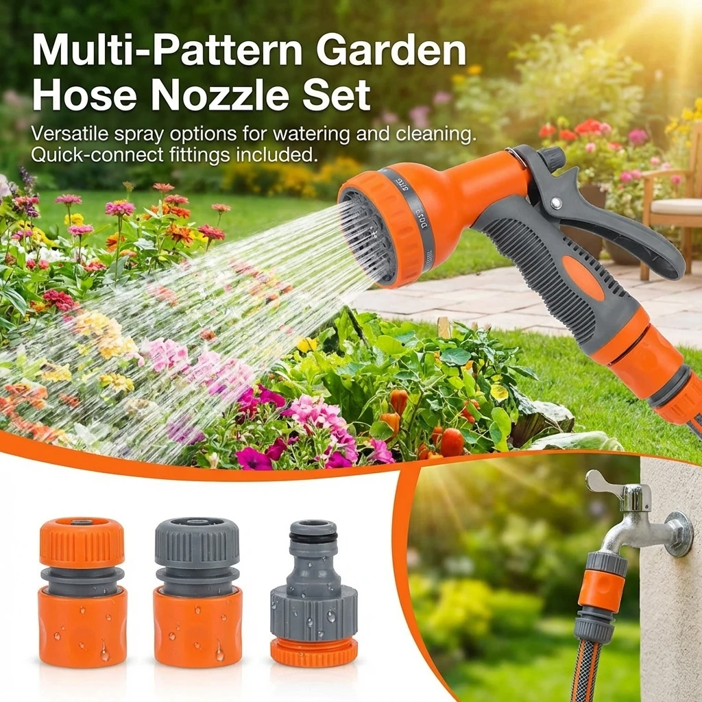 Garden Hose Spray Gun Adjustable Watering Nozzle Sprinkle Watering Irrigation Tools Multi-Function Water Spray Nozzle Tool