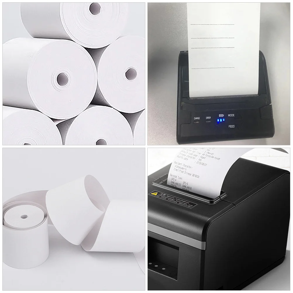 50Pcs Thermal Printer Paper Rolls Heat Sensitive Fast Reaction Time Clear Text for Retail Business Supplies Paper Products