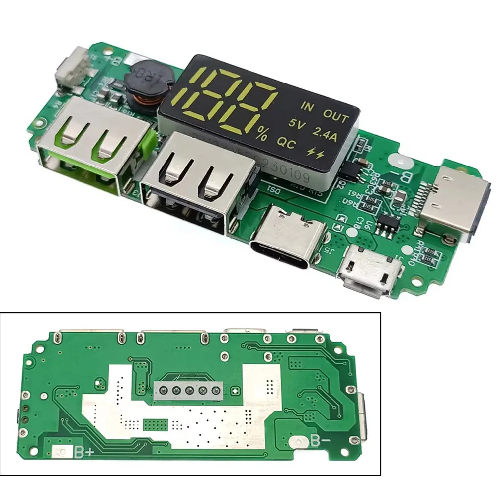 Lithium Battery Charger Board LED Dual USB 5V 2.4A Micro or Type-C USB Mobile Power Bank 18650 Charging Module