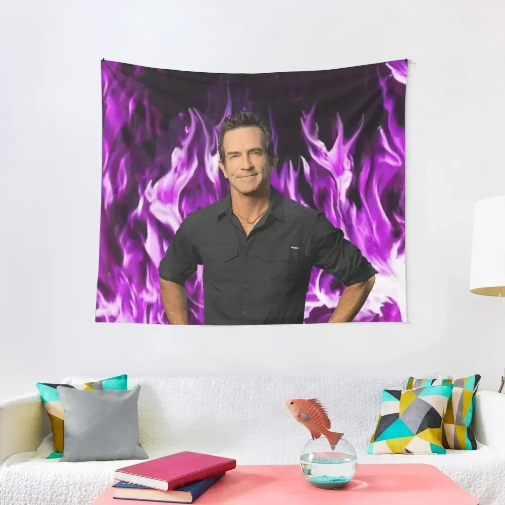 Jeff Probst On Fire Mode Purple Yrs22 Tapestry Tapete For The Wall Wall Decoration Items Aesthetic Decoration Tapestry