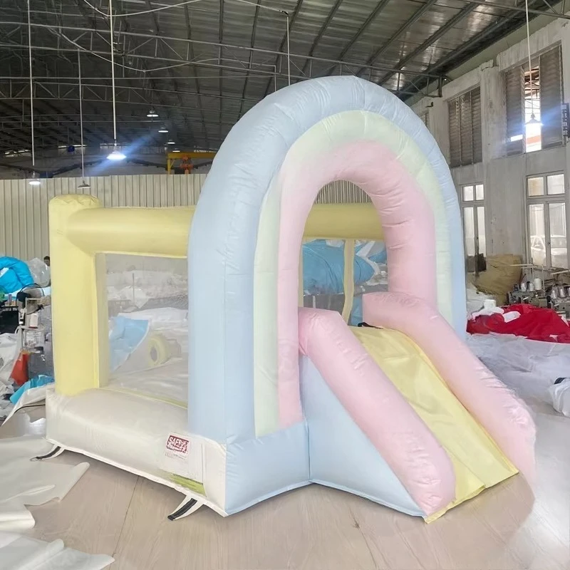 

Оптовая продажа с фабрики, детские надувные игрушки, уличный Радужный дом, портативная кровать для прыжков с цветным карандашом для продажи