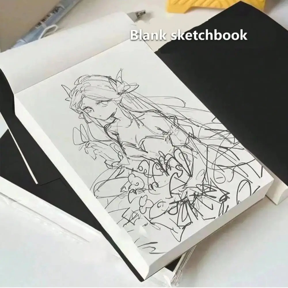 

200/250 Sheets Thickened Blank Memo Pads Large Capacity Multifunction Pocket Notebook Khaki/Black DIY Drawing Draft Notebook