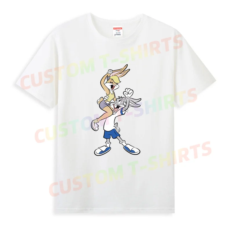 

2024 Men Bugs Bunny T Shirt Casual Spanking Lola Bunny T-shirt Graphic Summer Short Sleeve 100% Cotton Streetwear S-3XL Cool Tee