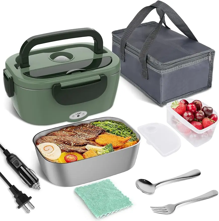 

Electric Lunch Box Food Heater, 2 in 1 Portable Heated Lunch Box for Car Truck Home Work Adults Food Heating, Leak Proof