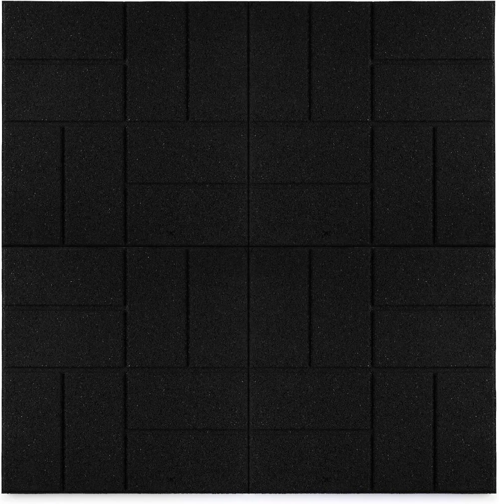 Rubber Interlocking Tiles 16x16 Inch, 10 Pack, Easy Install for Indoor and Outdoor Use, Black