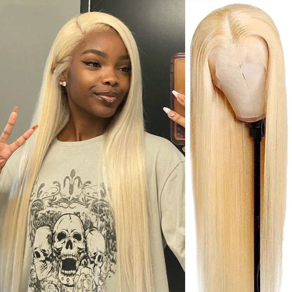

YAWAWE Honey Blonde Straight HD Lace Frontal Wigs Human Hair 180% Brazilian 613 Colored Straight Lace Closure Wigs For Women