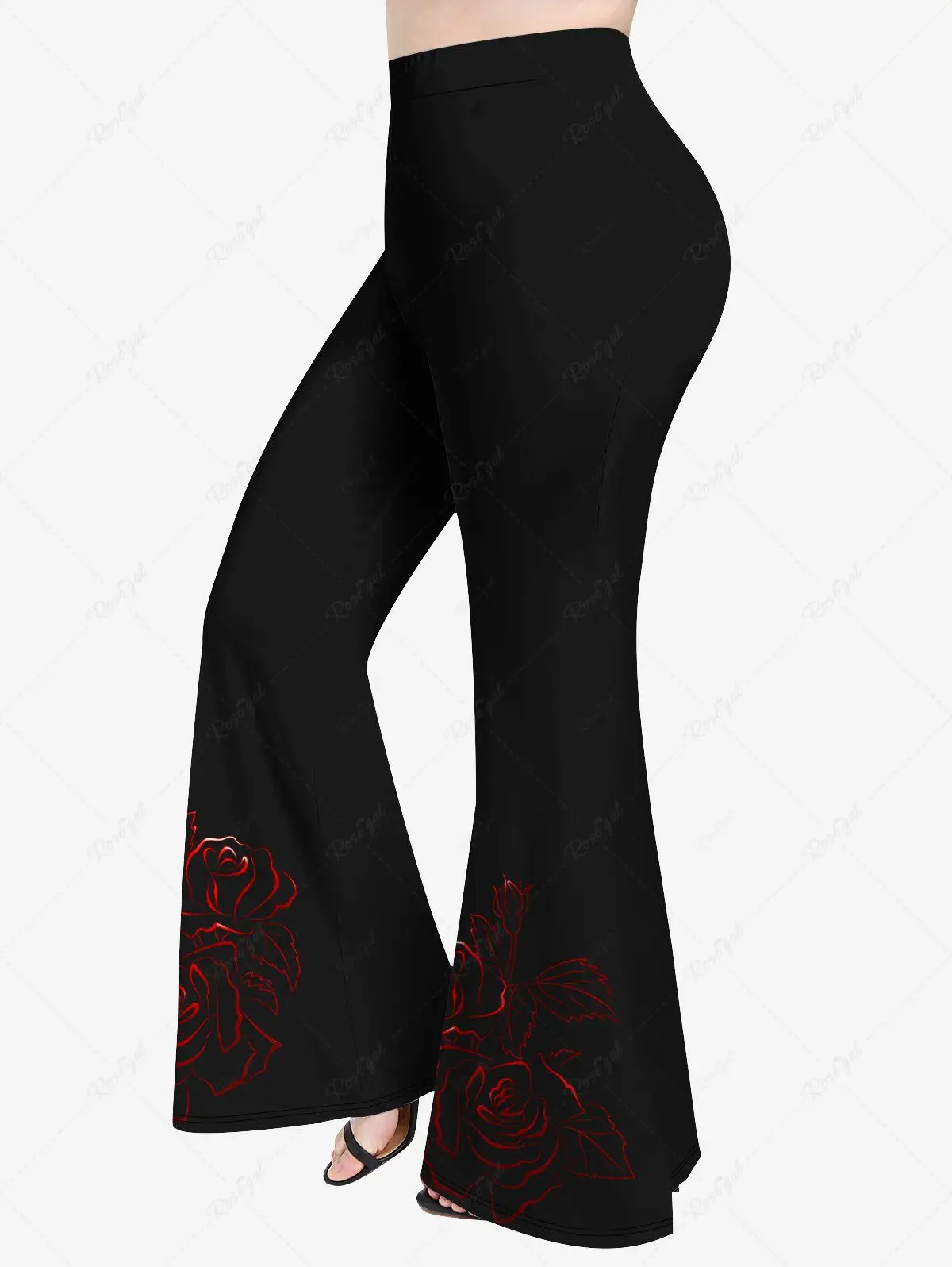 Casual Matching Set for Women 3D Rose Flower Bloody Leaf Eagle Flame Print Long Sleeves T-shirt or Pull On Flare Pants Set
