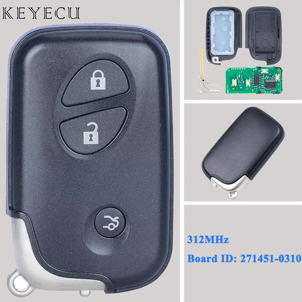 

Keyecu For Lexus LS460 GS430 GS450H GS460 IS350 2006-2012 Smart Remote Car Key Fob Japan Import 312MHz Board ID: 271451-0310