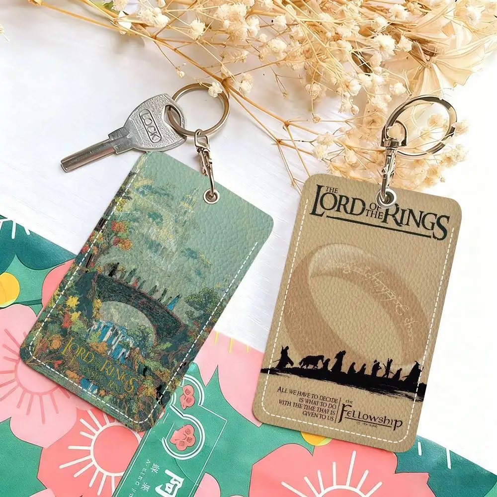 Movie The Lord logo of the Rings  Sleek Leather Card Sleeve with Keyring  Lightweight Wallet for Daily Carry