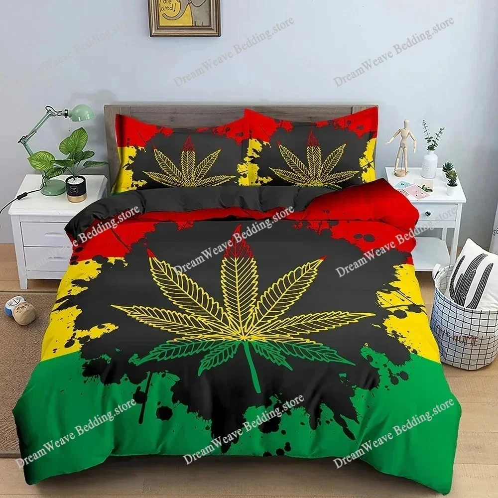 Maple Leaf Bedding Set Colorful Leaves Duvet Cover 3D Bedroom Comforter Covers with Pillowcase Single King Home Textile