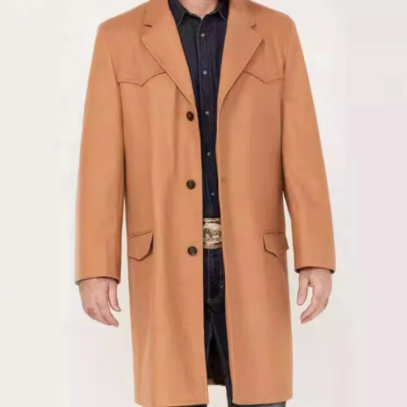 

【Classic Avant-Garde】Original Design Western Men's High-End Spring and Autumn Mid-Length Woolen Coat Breasted Suit Coat