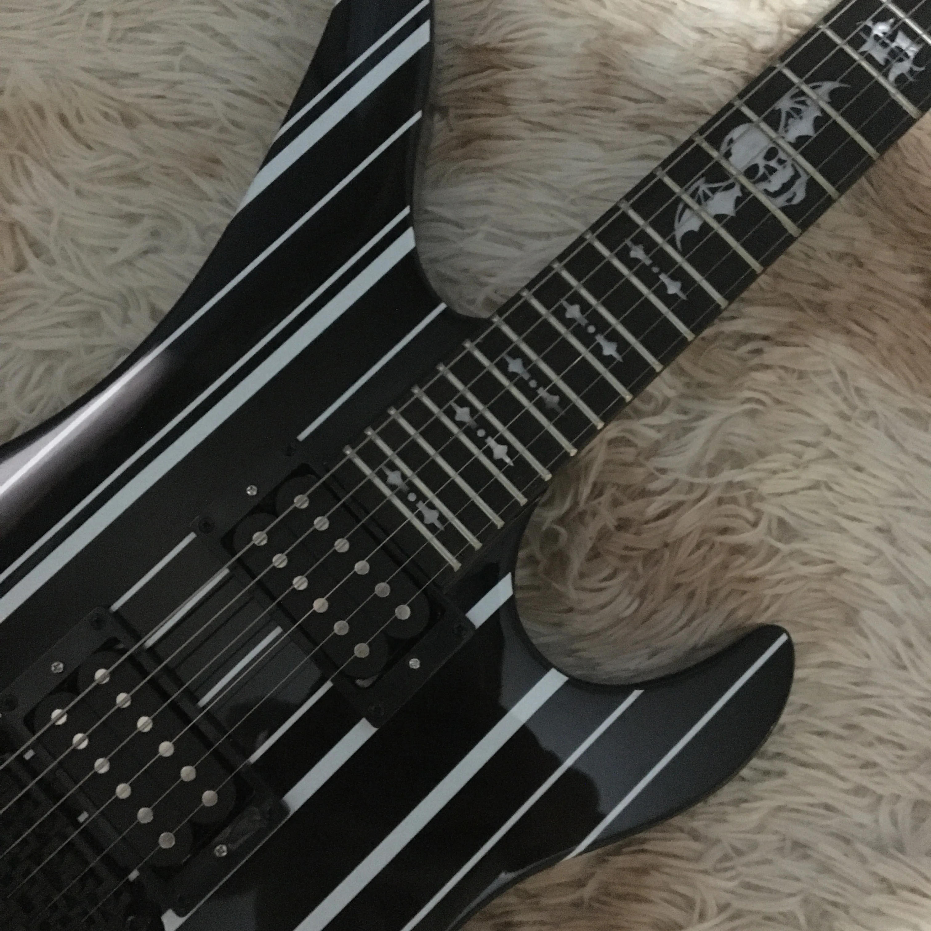 2025 Factory hot sale,Black and white Stripes,right hand Electric Guitars,Hardware Chrome Plating floyd rose bridge, in stock