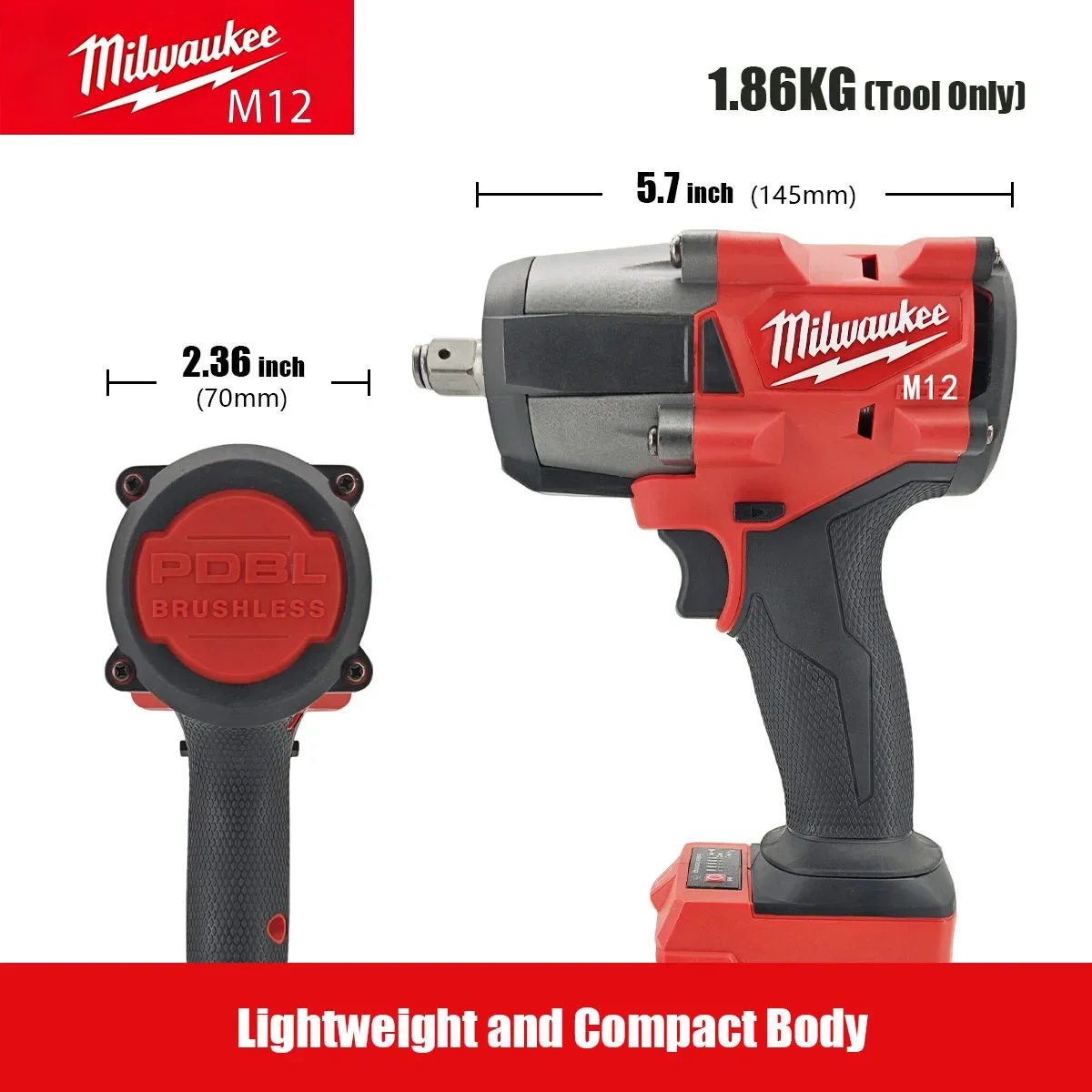Brushless 1/2-Inch Impact Wrench High Torque 700N.m Electric AMilwaukeeM12uto Repair Tool with Stepless Speed Control 3
