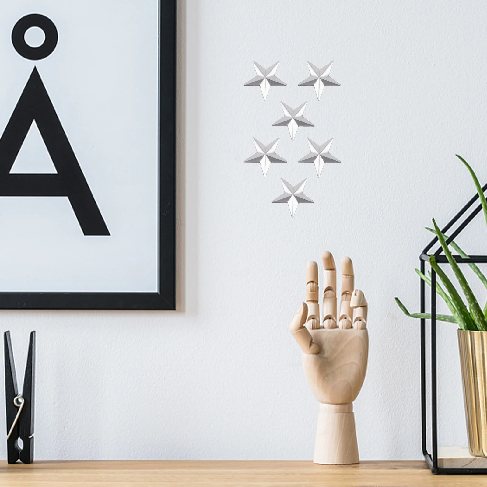 

100Pcs Stereoscopic Star Ornament Iron Pointed Star Decorative Supplies for Farmhouse Home Decorative Supplies