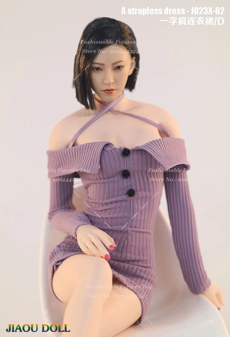JIAOUDOLL JO23X-02 1/6 Soldato Femminile Vestiti di Tendenza Sottile Al Largo Della Spalla Manica Lunga Maglione Vestito Misura 12 pollici Action Figure Giocattoli
