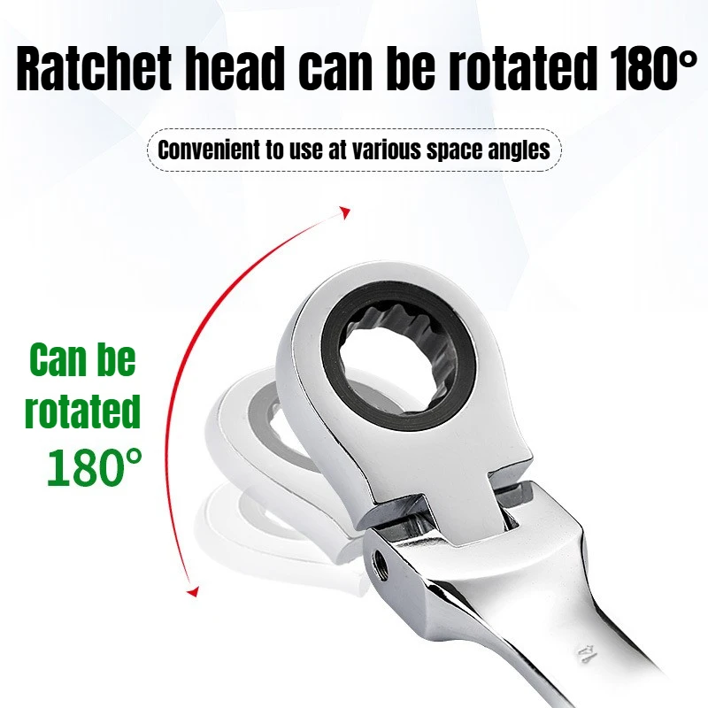 Ratchet Wrench of Spanner Set Hand Tool 72-Tooth Ratcheting 180° Rotation Car Repair CR-V Chromium Steel Combination Wrenches