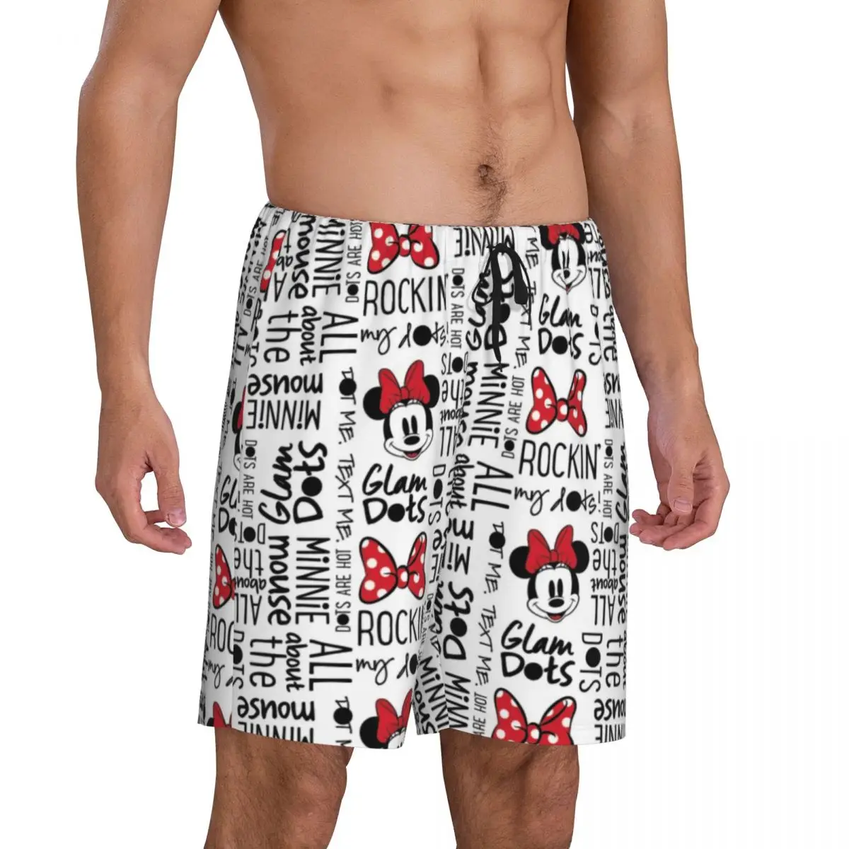 Custom American TV Animation Mickey Mouse Pajama Shorts Sleepwear Men's Elastic Waistband Sleep Lounge Short Pjs with Pockets