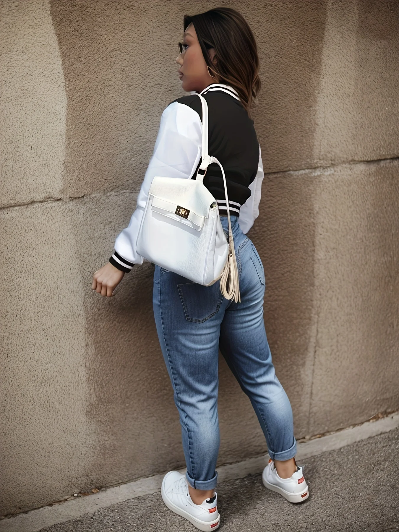 2026 Autumn European and American Women's Color Blocked Jacket Single Breasted Printed Baseball Jacket Sports Jacket