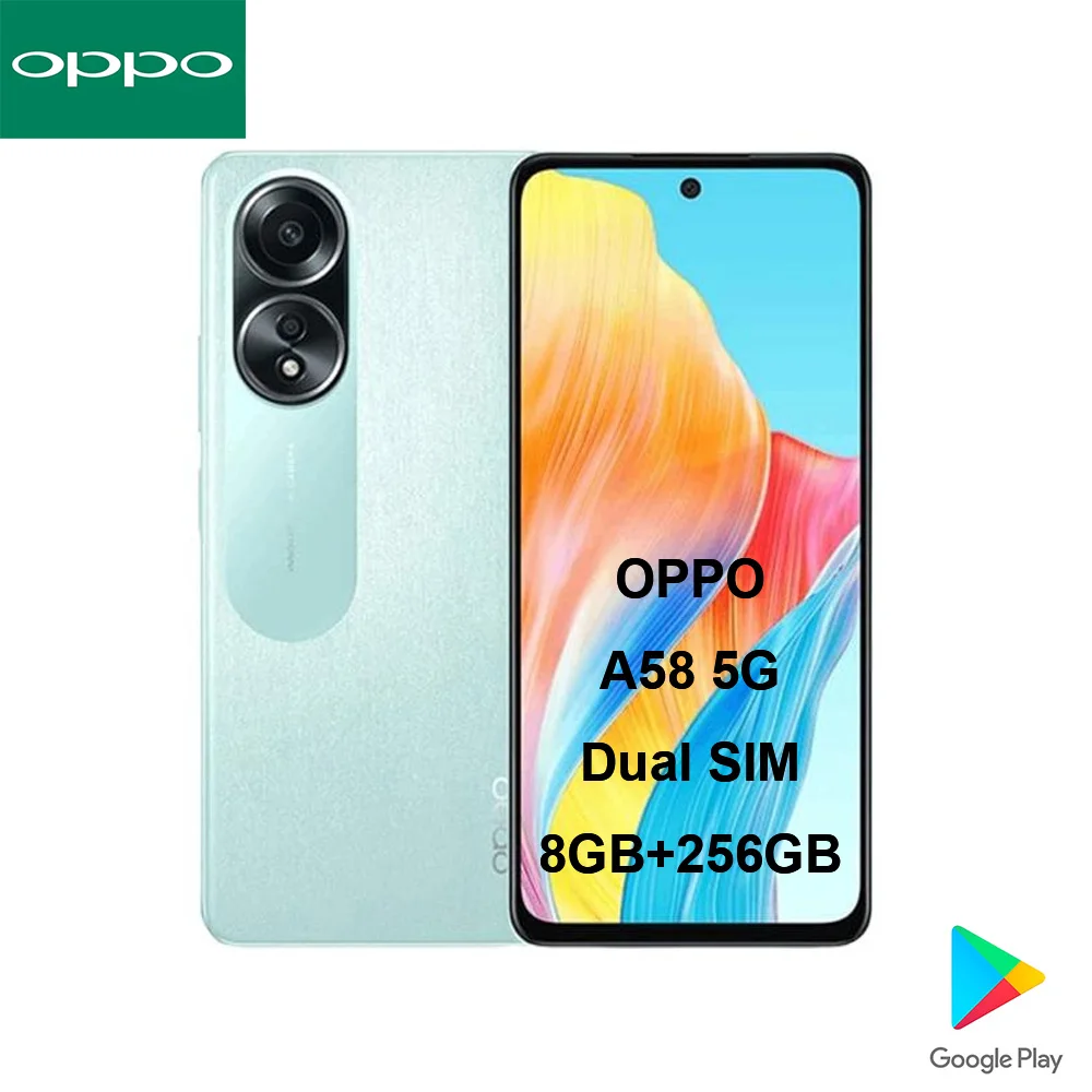 OPPO A58 5G ROM Cell Phone 90Hz Smooth Display 5000mAh All Day Battery 33W Flash Charge 50MP HD Camera Dual Sim Smartphones
