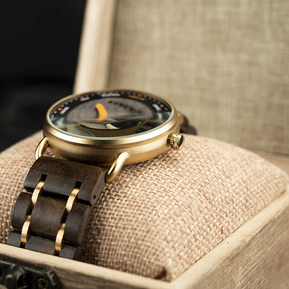 BOBO BIRD Wooden Watch Luxurious Black Walnut Dial Modern Minimalist Design Quartz Wristwatch for Men