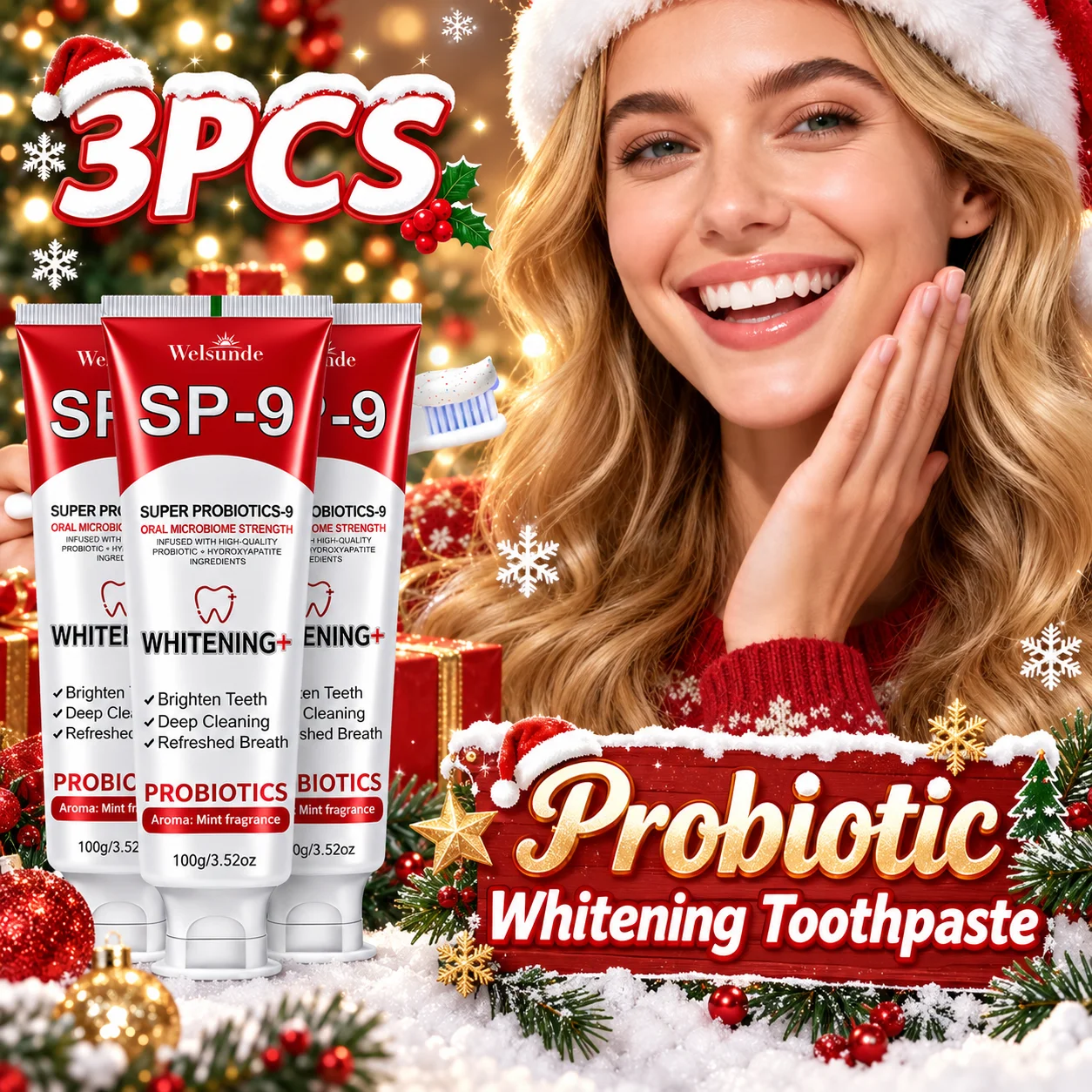 Super Whitening Teeth Toothpaste, Probiotics & Hydroxyapatite Toothpaste, Fresh Breath & Oral Deep Cleaning, Minty Fresh Breath, Brush Teeth to Make Look Brighter, Gum Clean, Ideal Oral Hygiene Gift for Women & Men, Suitable for Everyday