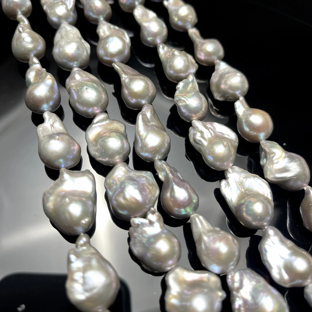 

Natural Freshwater Pearl Grey Big Baroque Pearl 15x23mm For Jewelry Making DIY Necklace Earrings Bracelet Accessory Length 36cm