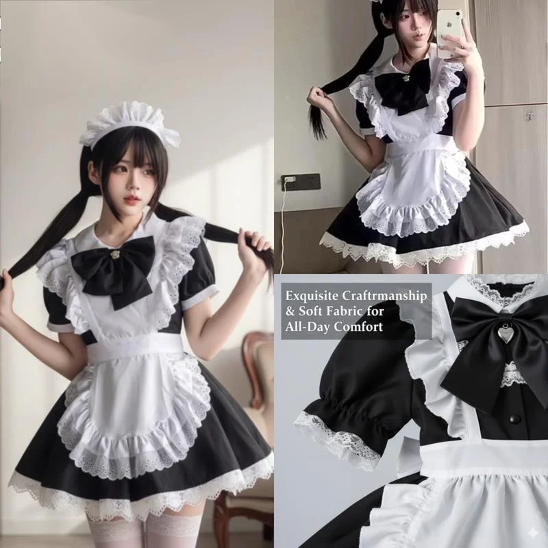 

Cosplay Uniform Lolita Dresses Y2K Sweet Beauty Servant Lace Lolita Skirt Anime Cosplay Coffee Shop Anime Exhibition Dresses New