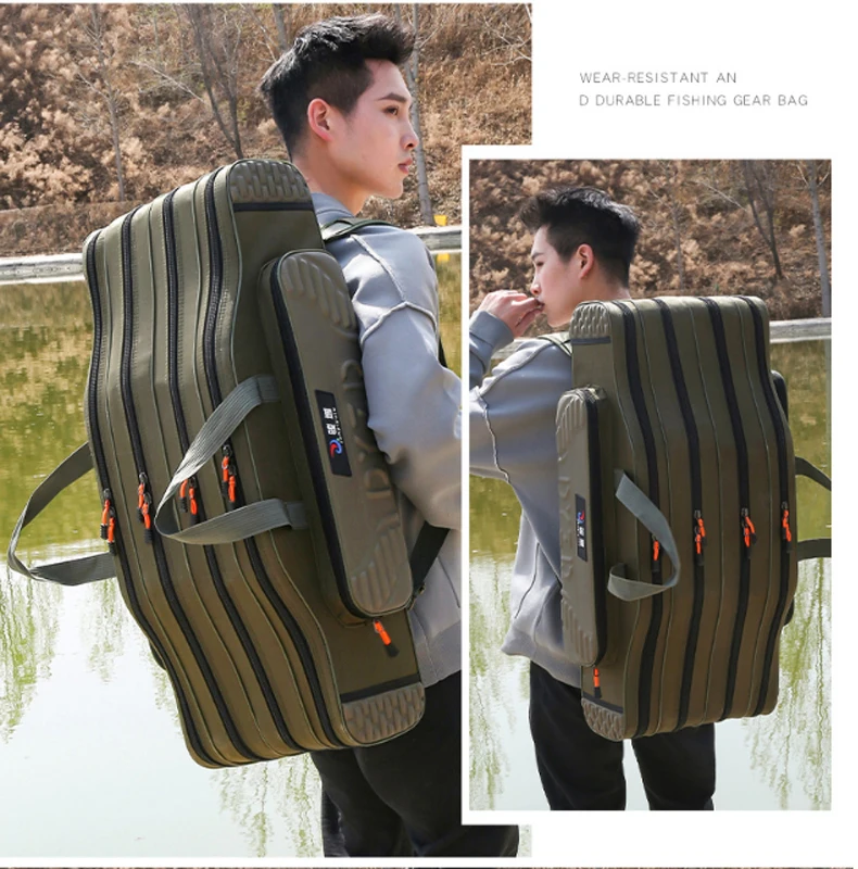 Angeltasche 2-4 Ebenen 130cm Angelruten-Tragetasche Leichter Angelruten-Köder-Rollen-Werkzeugkasten Wasserdichte Aufbewahrung Robuste Tasche – Detail 23