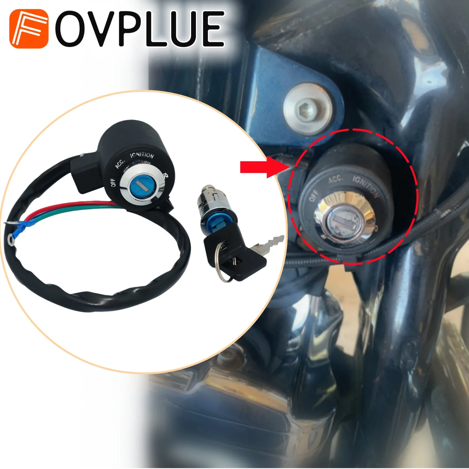 

Motorcycle 3 Wires Ignition Control device Switch Lock with 2 Resistant Keys Set For Harley Sportster XL Iron 883 1200 1995-2003